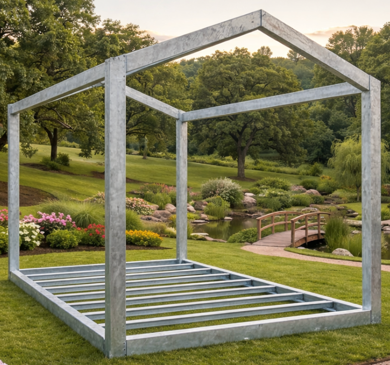 6m x 3m Apex Roof Galvanised Steel Frame Kit – High-Pitch Modular Building Frame