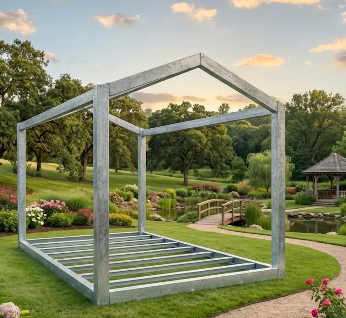 6m x 3m Apex Roof Galvanised Steel Frame Kit – High-Pitch Modular Building Frame