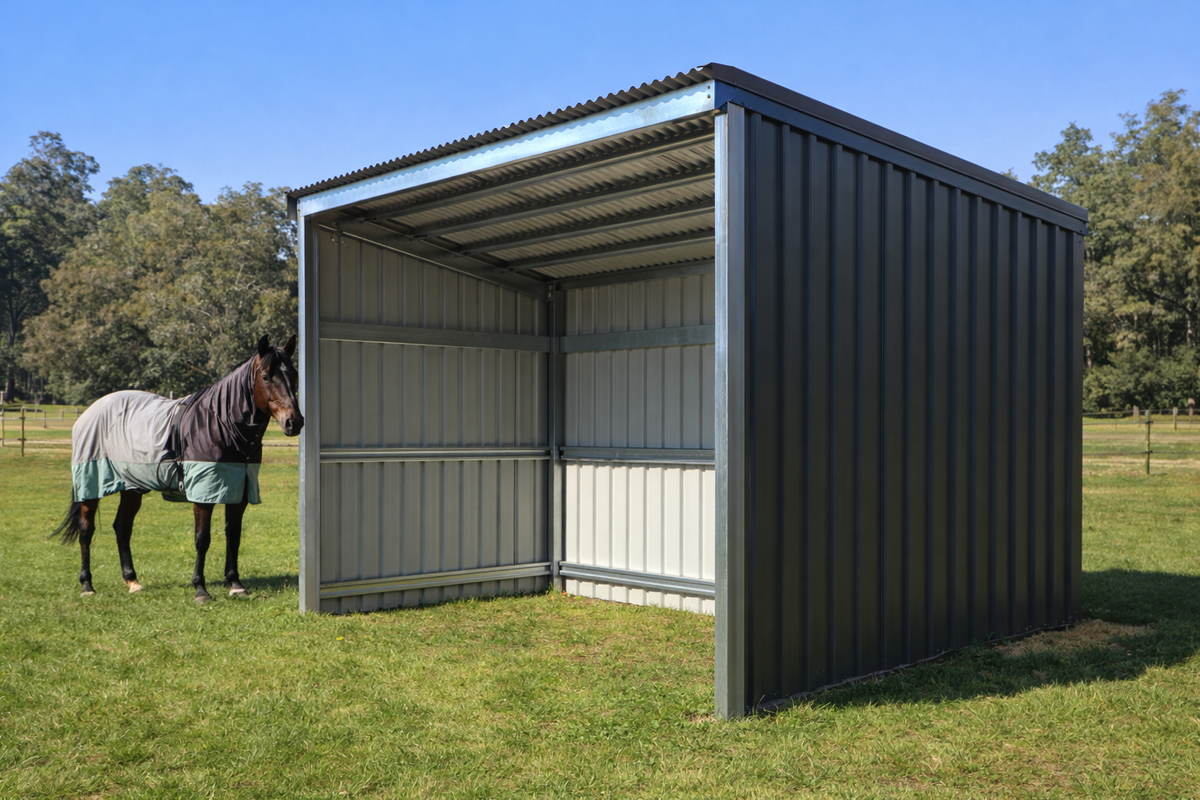 Solid 4x3m portable farm shelter designed for livestock, equipment, and Rural Hay Storage.
