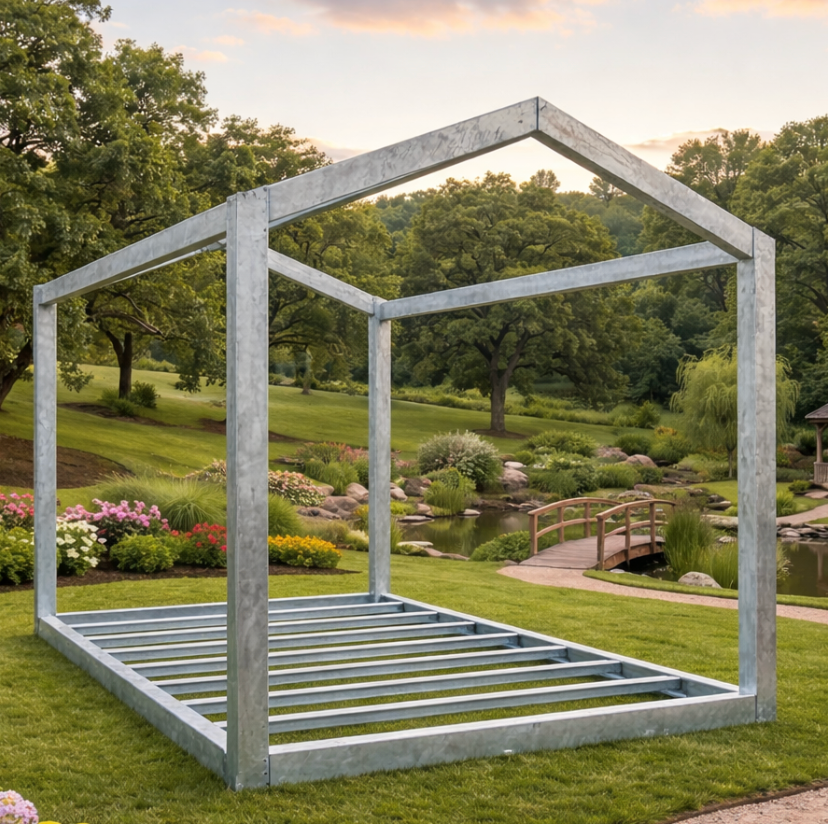 6m x 3m Apex Roof Galvanised Steel Frame Kit – High-Pitch Modular Building Frame