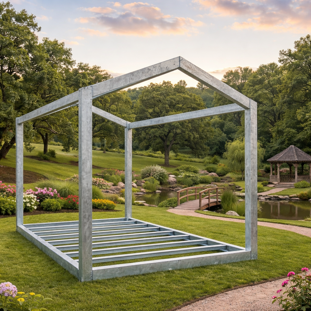 6m x 3m Apex Roof Galvanised Steel Frame Kit – High-Pitch Modular Building Frame